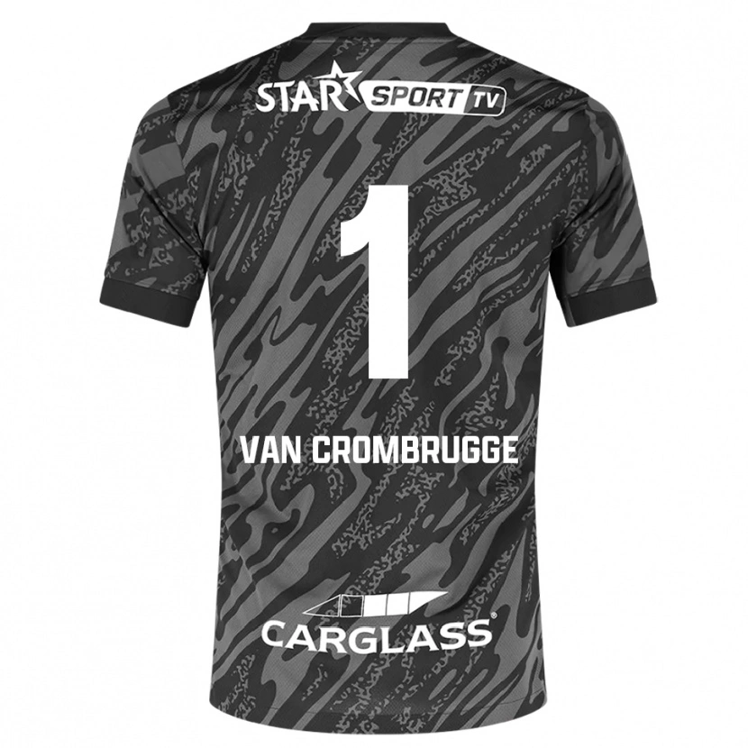 Danxen Mujer Camiseta Hendrik Van Crombrugge #1 Gris Oscuro Negro Portero Equipación 2025/26 La Camisa