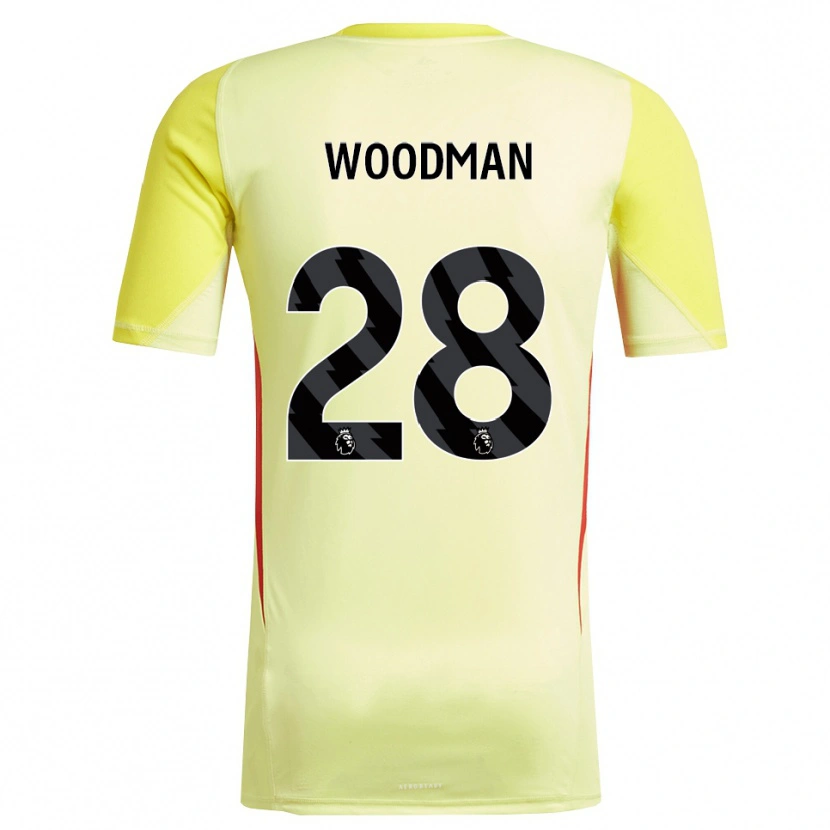 Danxen Mujer Camiseta Freddie Woodman #28 Amarillo Rojo Portero Equipación 2025/26 La Camisa