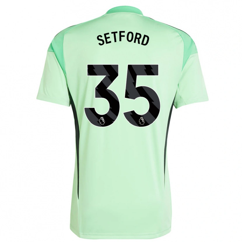 Danxen Mujer Camiseta Tommy Setford #35 Verde Claro Negro Portero Equipación 2025/26 La Camisa