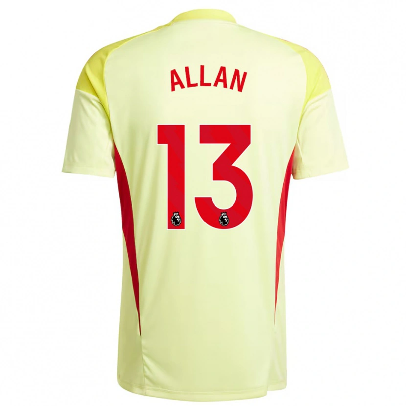 Danxen Mujer Camiseta Jack Allan #13 Amarillo Claro Portero Equipación 2025/26 La Camisa