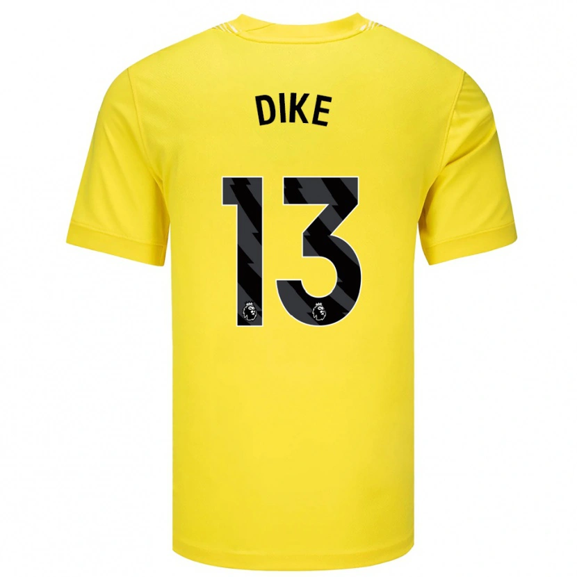 Danxen Mujer Camiseta Michael Dike #13 Amarillo Negro Portero Equipación 2025/26 La Camisa