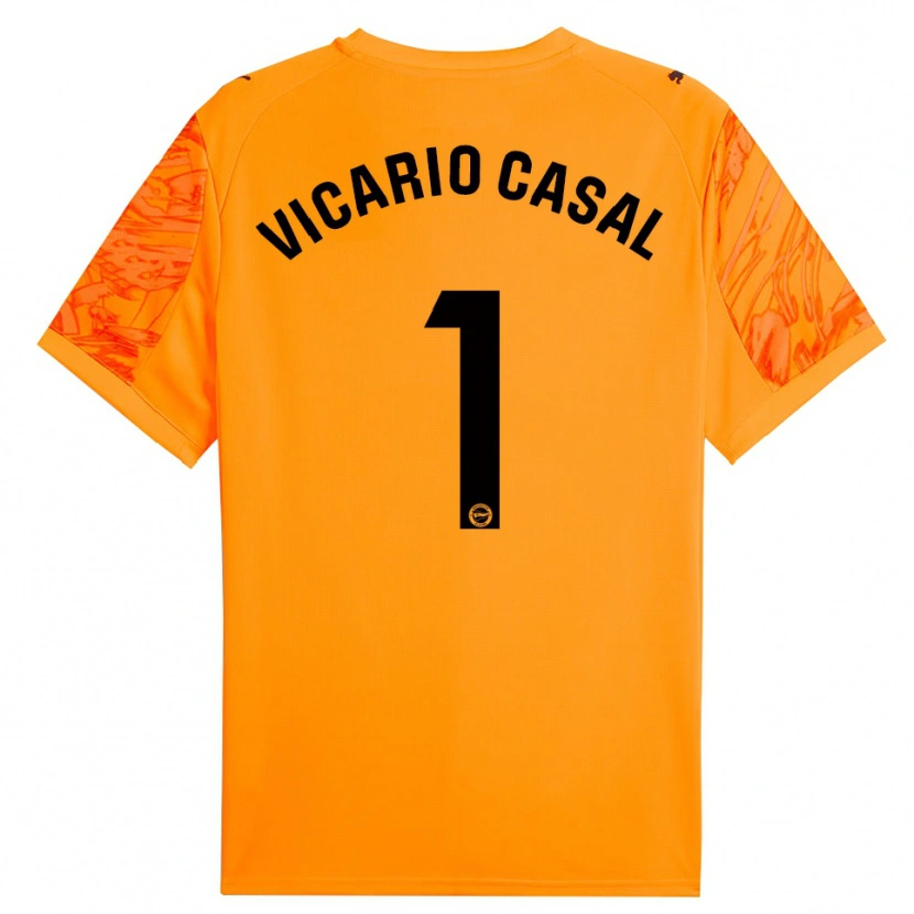 Danxen Mujer Camiseta Jimena Vicario Casal #1 Naranja Negro Portero Equipación 2025/26 La Camisa