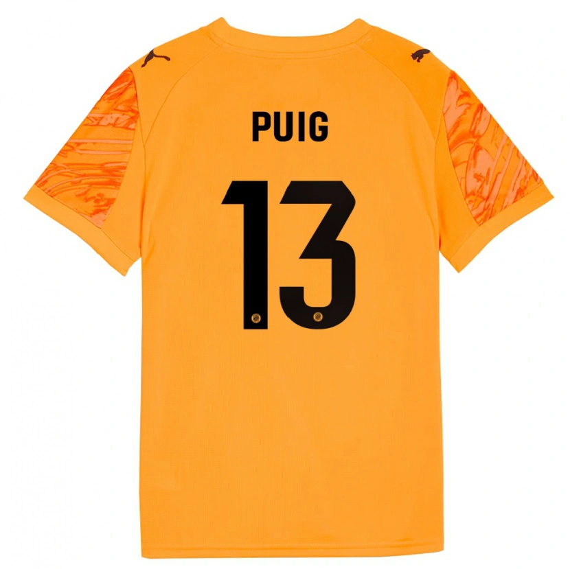Danxen Mujer Camiseta Sergi Puig #13 Naranja Negro Portero Equipación 2025/26 La Camisa