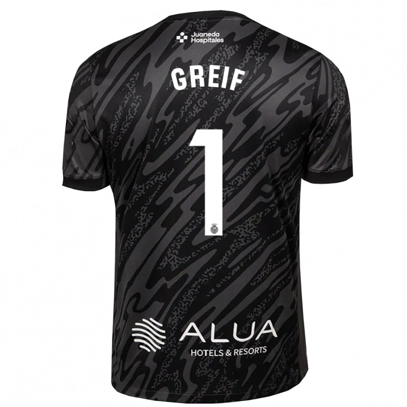 Danxen Mujer Camiseta Dominik Greif #1 Gris Oscuro Negro Portero Equipación 2025/26 La Camisa