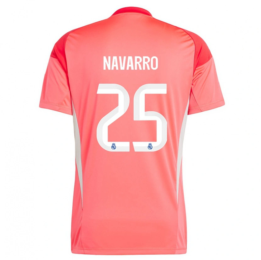 Danxen Mujer Camiseta Javier Navarro #25 Blanco Blanco Rojo Naranja Portero Equipación 2025/26 La Camisa