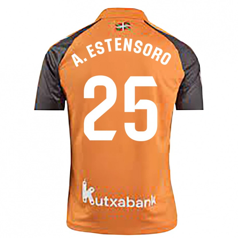 Danxen Mujer Camiseta Alazne Estensoro #25 Naranja Negro Portero Equipación 2025/26 La Camisa