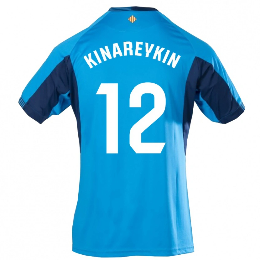 Danxen Mujer Camiseta Yakiv Kinareykin #12 Azul Blanco Portero Equipación 2025/26 La Camisa