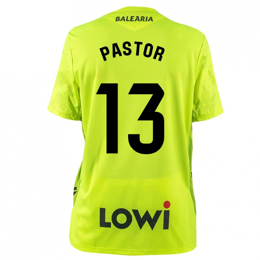 Danxen Mujer Camiseta Alfonso Pastor #13 Verde Fluorescente Negro Portero Equipación 2025/26 La Camisa