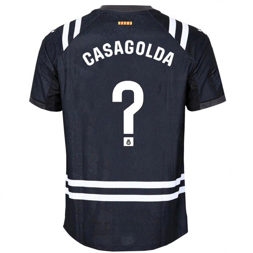 Danxen Mujer Camiseta Pau Casagolda #0 Negro Blanco Portero Equipación 2025/26 La Camisa