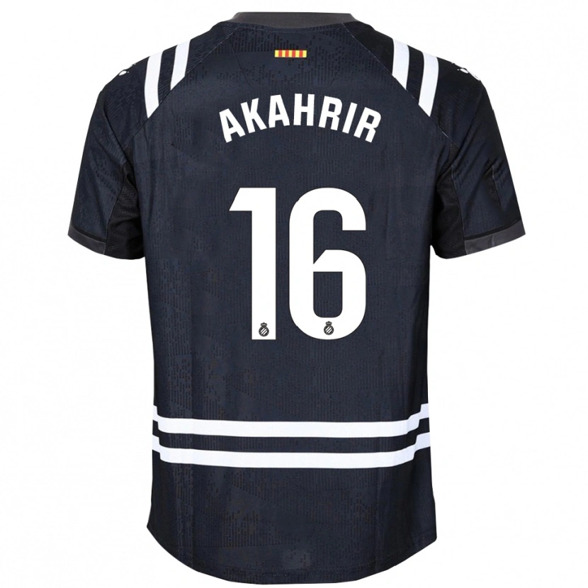 Danxen Mujer Camiseta Mohamed Akahrir #16 Negro Blanco Portero Equipación 2025/26 La Camisa