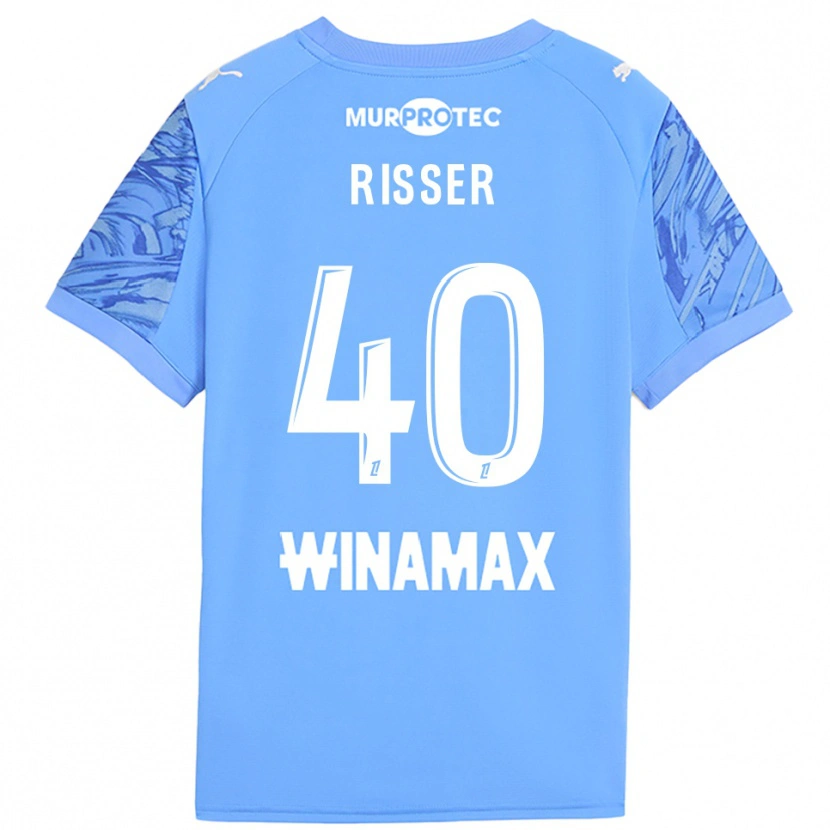 Danxen Mujer Camiseta Robin Risser #40 Blanco Azul Claro Portero Equipación 2025/26 La Camisa