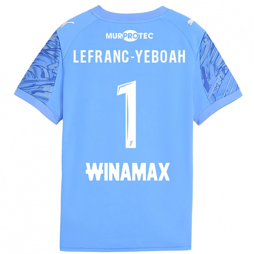 Danxen Mujer Camiseta Daïvy Lefranc-Yeboah #1 Blanco Azul Claro Portero Equipación 2025/26 La Camisa