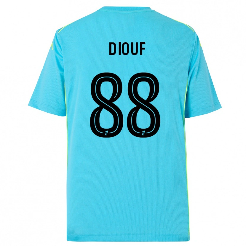 Danxen Mujer Camiseta Yehvann Diouf #88 Azul Cielo Negro Portero Equipación 2025/26 La Camisa