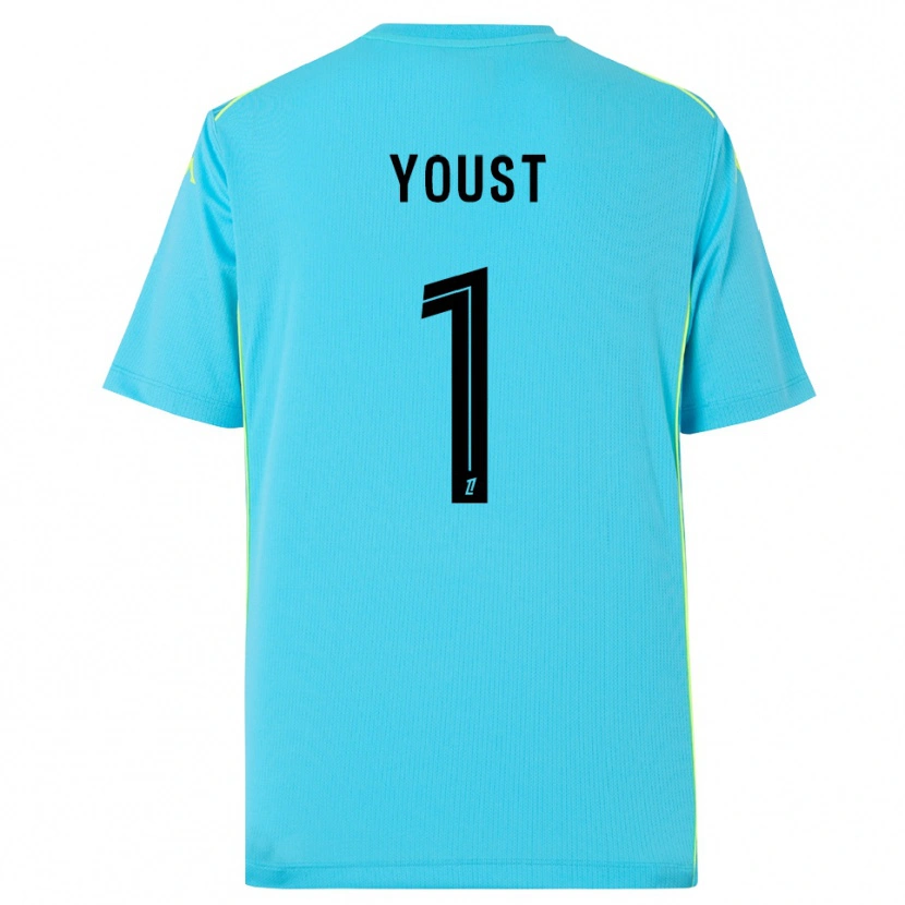 Danxen Mujer Camiseta Matys Youst #1 Azul Cielo Negro Portero Equipación 2025/26 La Camisa