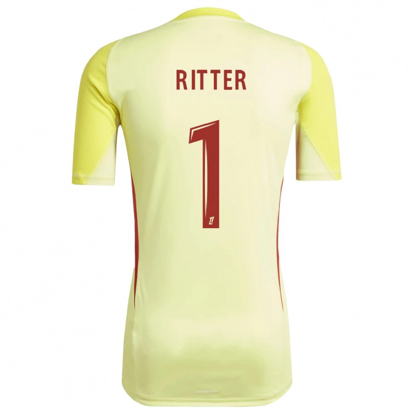 Danxen Mujer Camiseta Maxime Ritter #1 Amarillo Rojo Claro Portero Equipación 2025/26 La Camisa