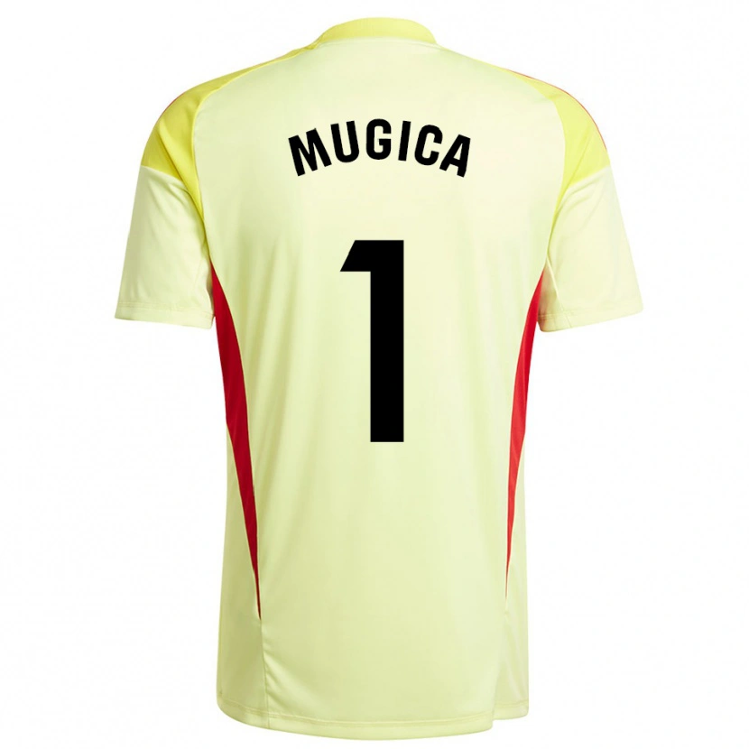 Danxen Mujer Camiseta Juan Múgica #1 Negro Amarillo Claro Portero Equipación 2025/26 La Camisa