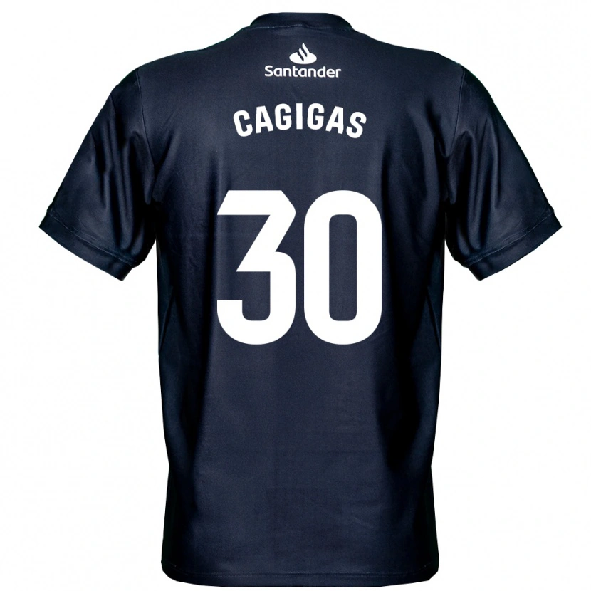 Danxen Mujer Camiseta Iván Cagigas #30 Blanco Azul Medianoche Portero Equipación 2025/26 La Camisa