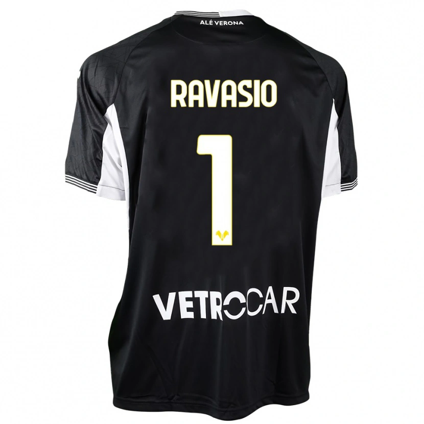 Danxen Mujer Camiseta Manuel Ravasio #1 Negro Blanco Portero Equipación 2025/26 La Camisa
