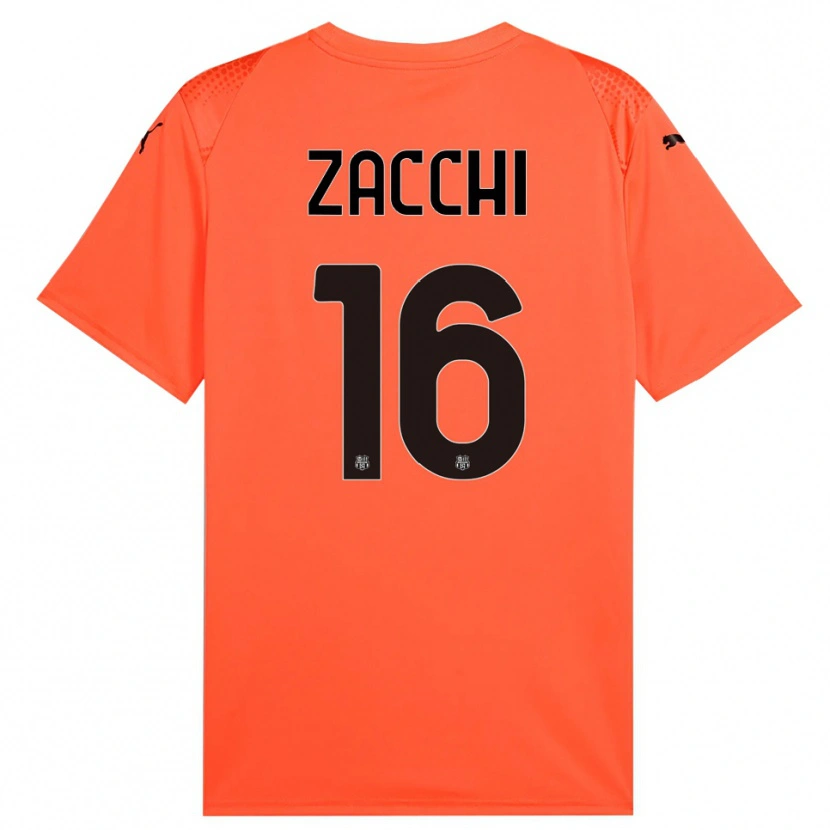 Danxen Mujer Camiseta Gioele Zacchi #16 Naranja Negro Portero Equipación 2025/26 La Camisa