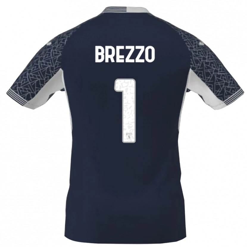 Danxen Mujer Camiseta Matteo Brezzo #1 Azul Negro Blanco Portero Equipación 2025/26 La Camisa