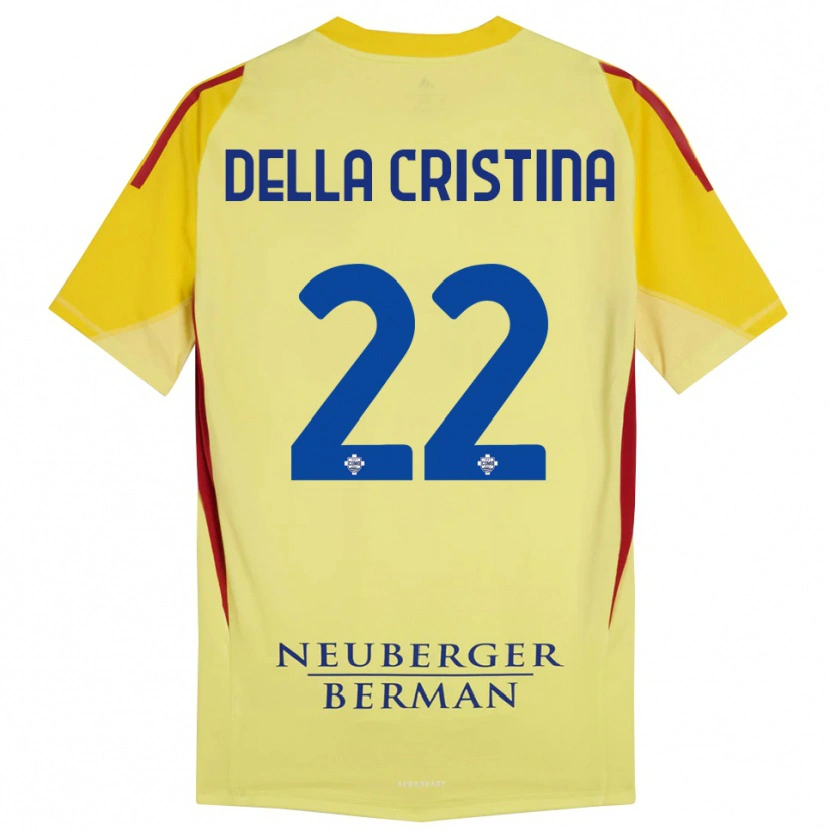 Danxen Mujer Camiseta Stefano Della Cristina #22 Amarillo Claro Negro Portero Equipación 2025/26 La Camisa