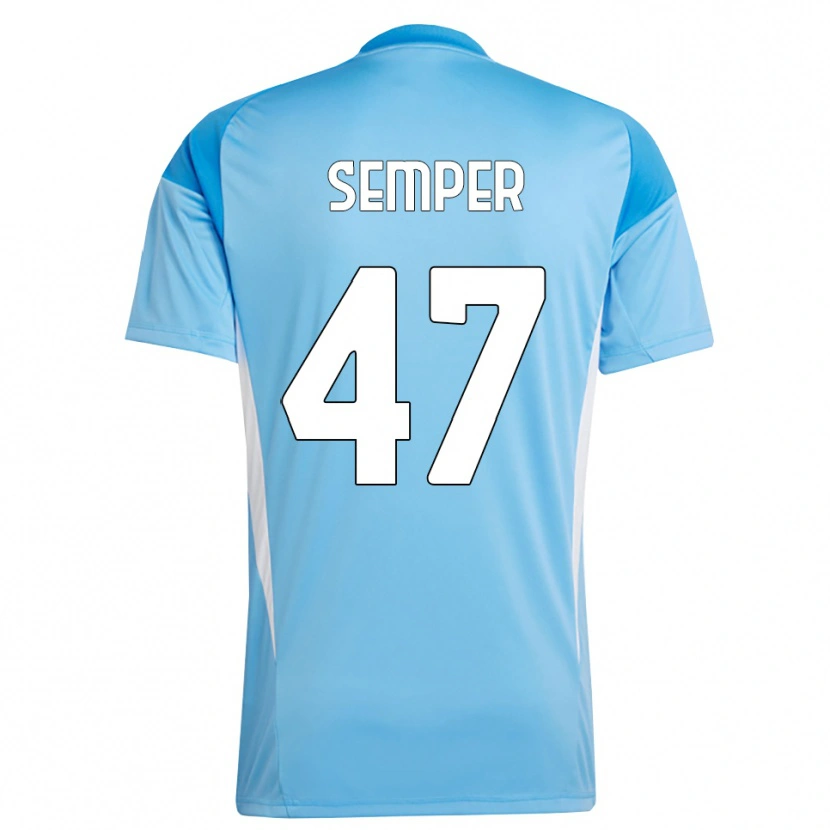 Danxen Mujer Camiseta Adrian Semper #47 Azul Cielo Blanco Portero Equipación 2025/26 La Camisa