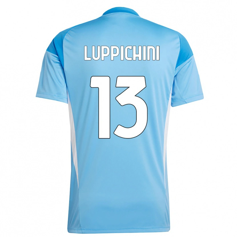 Danxen Mujer Camiseta Matteo Luppichini #13 Azul Cielo Blanco Portero Equipación 2025/26 La Camisa
