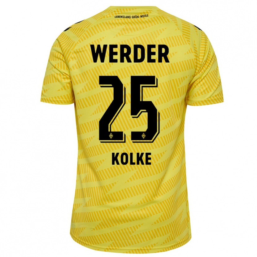 Danxen Mujer Camiseta Markus Kolke #25 Amarillo Negro Portero Equipación 2025/26 La Camisa
