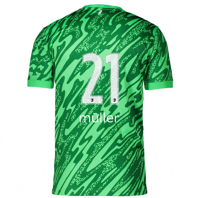 Danxen Mujer Camiseta Florian Müller #21 Verde Blanco Portero Equipación 2025/26 La Camisa