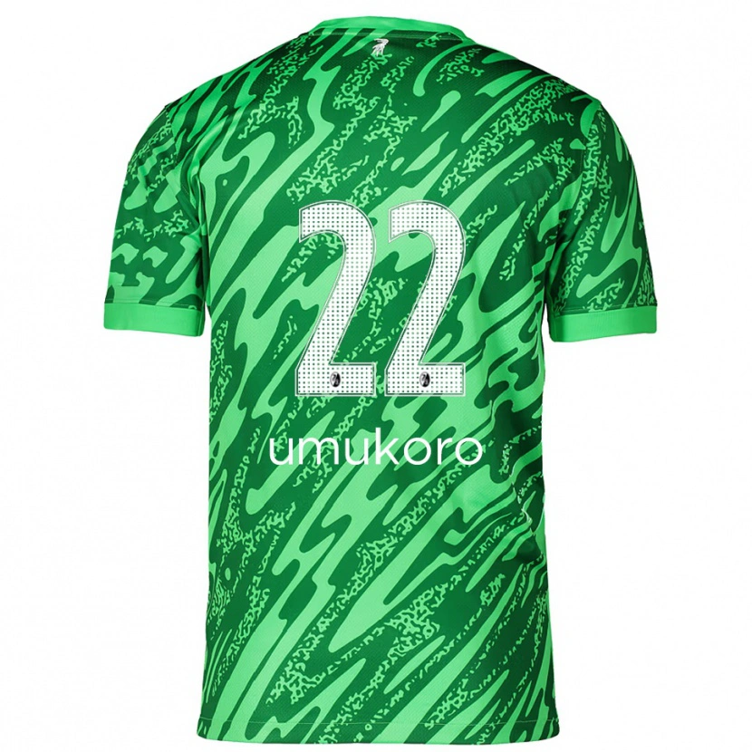 Danxen Mujer Camiseta Jayden Umukoro #22 Verde Blanco Portero Equipación 2025/26 La Camisa
