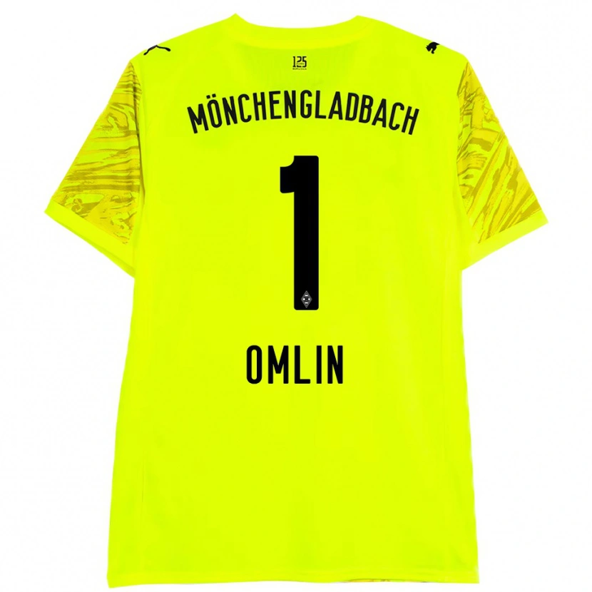 Danxen Mujer Camiseta Jonas Omlin #1 Amarillo Negro Portero Equipación 2025/26 La Camisa