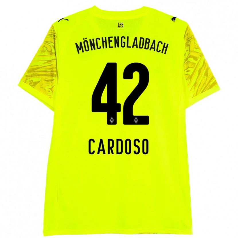 Danxen Mujer Camiseta Tiago Pereira Cardoso #42 Amarillo Negro Portero Equipación 2025/26 La Camisa