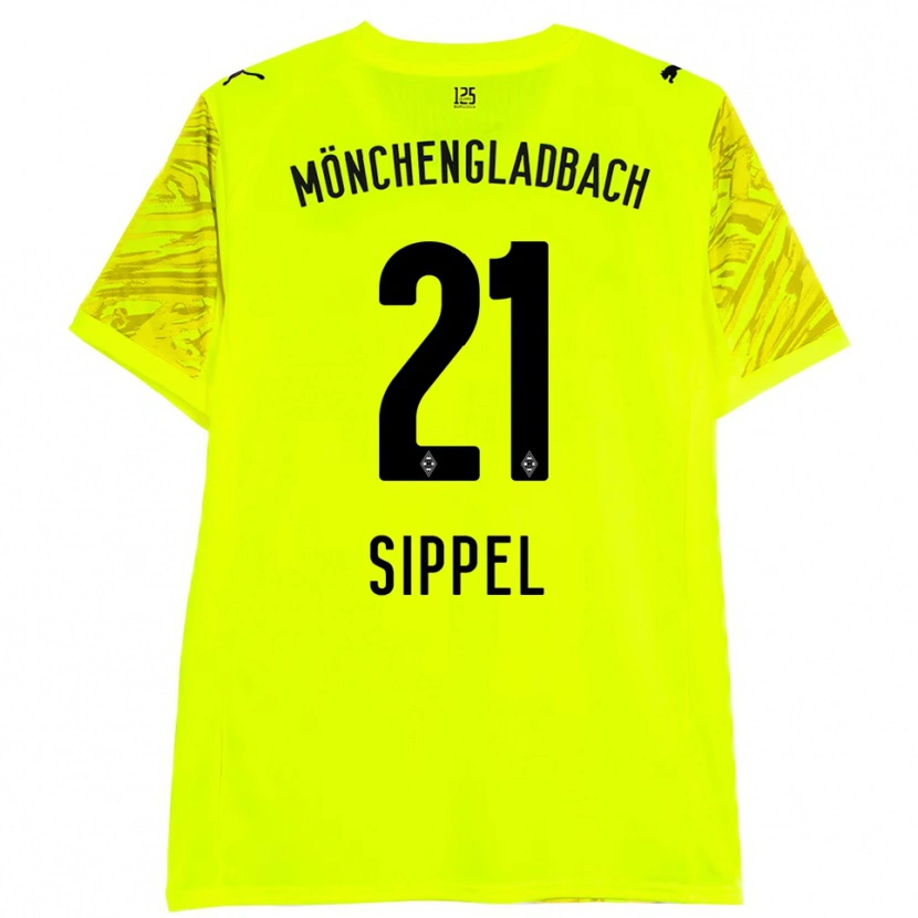 Danxen Mujer Camiseta Tobias Sippel #21 Amarillo Negro Portero Equipación 2025/26 La Camisa