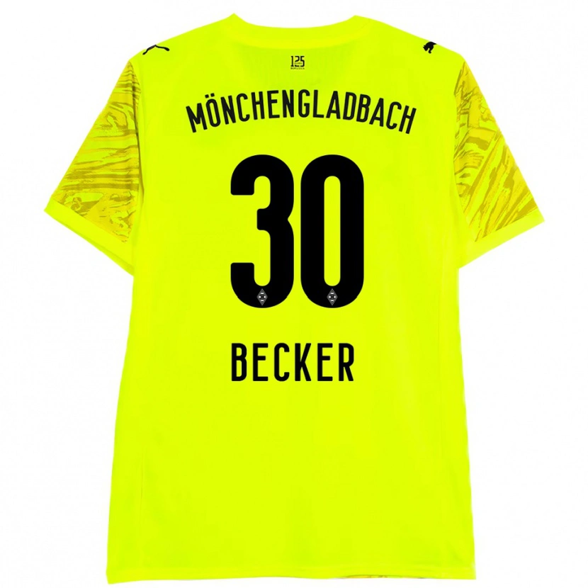 Danxen Mujer Camiseta Benjamin Becker #30 Amarillo Negro Portero Equipación 2025/26 La Camisa