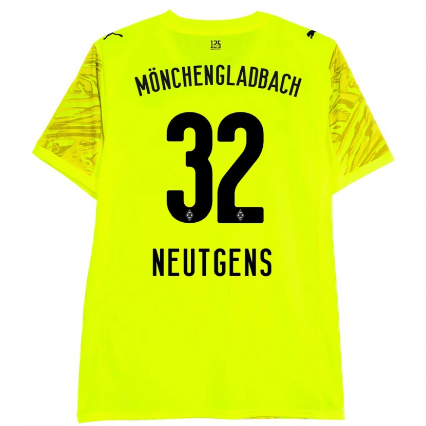 Danxen Mujer Camiseta Maximilian Neutgens #32 Amarillo Negro Portero Equipación 2025/26 La Camisa