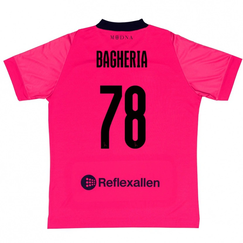 Danxen Mujer Camiseta Fabrizio Bagheria #78 Rosa Intenso Negro Portero Equipación 2025/26 La Camisa
