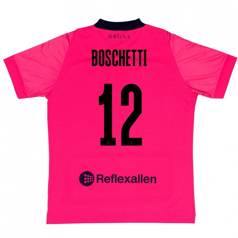 Danxen Mujer Camiseta Matteo Boschetti #12 Rosa Intenso Negro Portero Equipación 2025/26 La Camisa