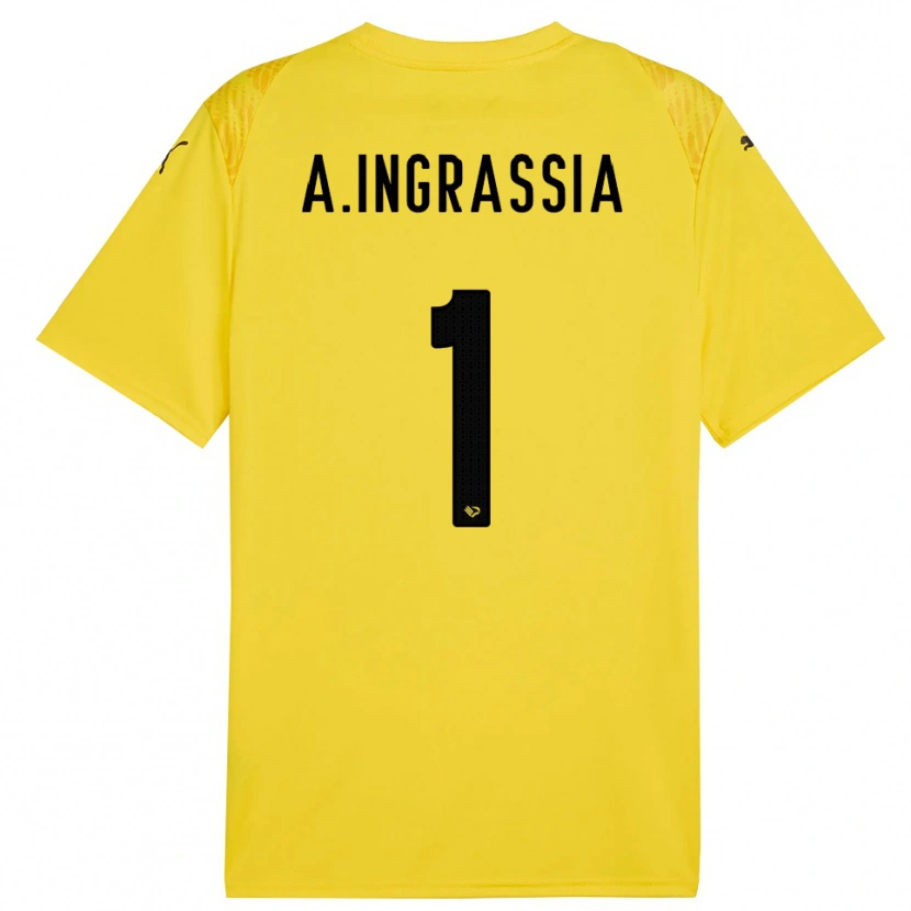 Danxen Mujer Camiseta Antonio Ingrassia #1 Amarillo Negro Portero Equipación 2025/26 La Camisa