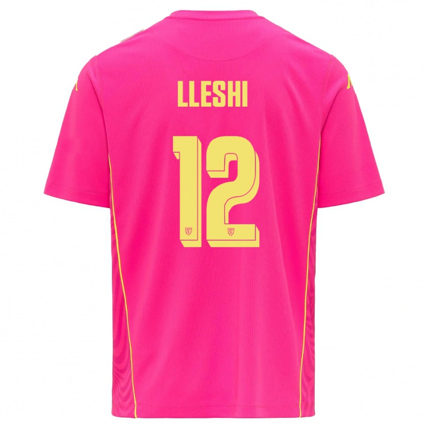 Danxen Mujer Camiseta Leonardo Lleshi #12 Rosa Oscuro Amarillo Portero Equipación 2025/26 La Camisa