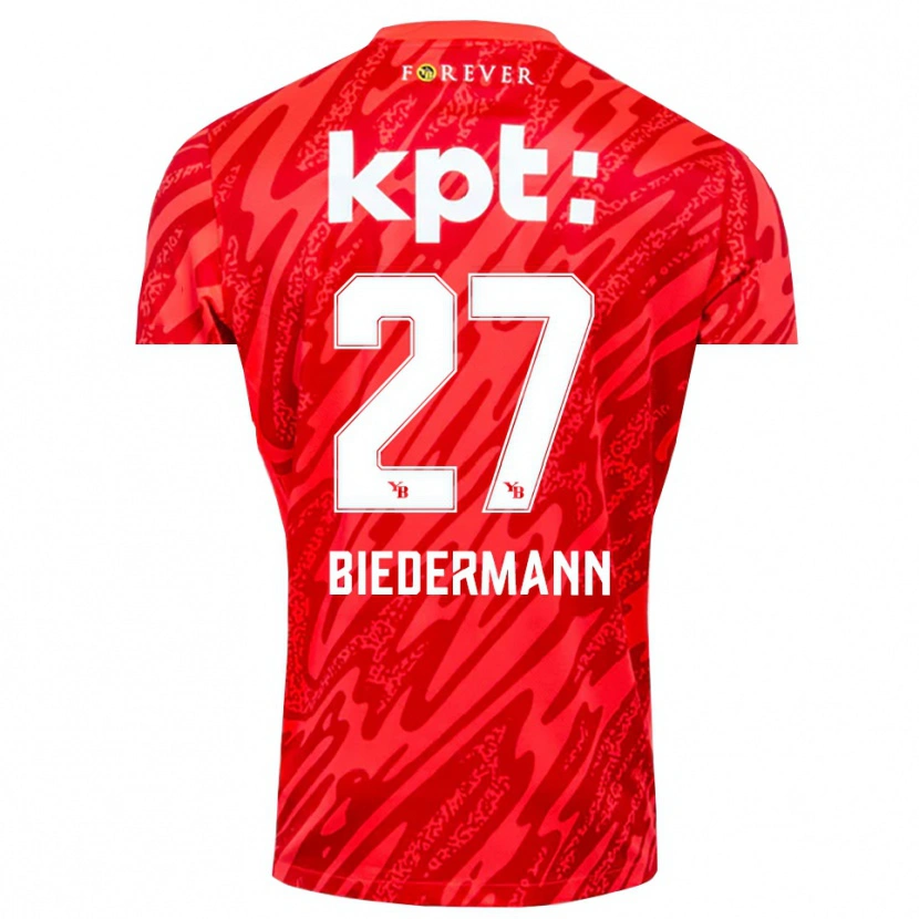 Danxen Mujer Camiseta Tamara Biedermann #27 Rojo Blanco Portero Equipación 2025/26 La Camisa
