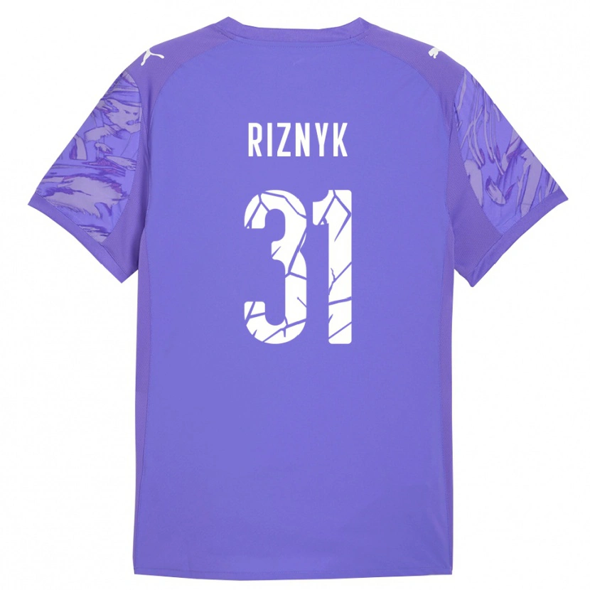 Danxen Mujer Camiseta Dmytro Riznyk #31 Lila Morado Portero Equipación 2025/26 La Camisa