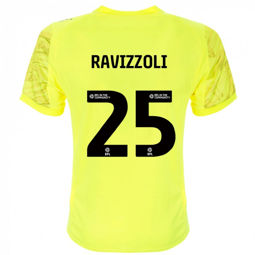 Danxen Mujer Camiseta Franco Ravizzoli #25 Negro Amarillo Portero Equipación 2025/26 La Camisa