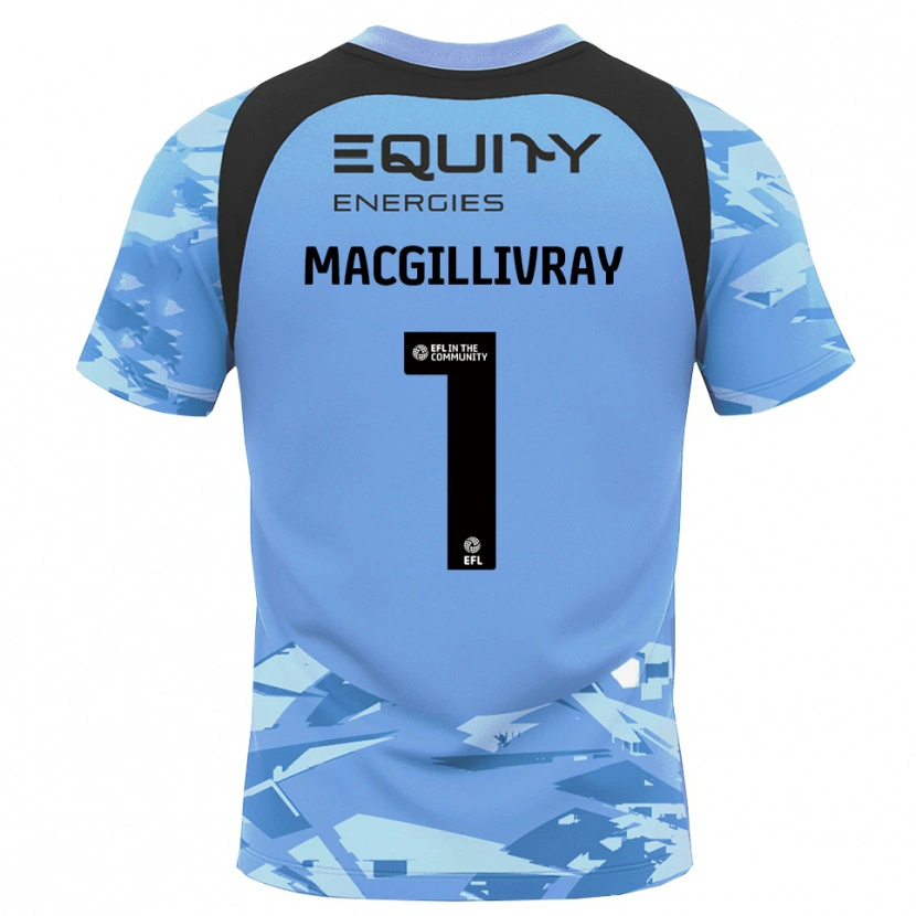 Danxen Mujer Camiseta Craig MacGillivray #1 Negro Azul Claro Glack Portero Equipación 2025/26 La Camisa