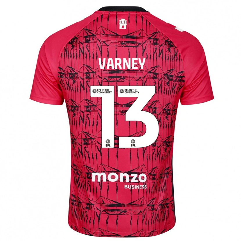 Danxen Mujer Camiseta Oscar Varney #13 Rojo Blanco Portero Equipación 2025/26 La Camisa