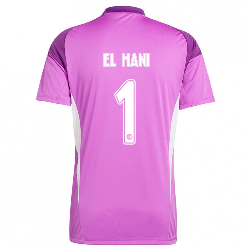 Danxen Mujer Camiseta Aymean el Hani #1 Morado Claro Blanco Portero Equipación 2025/26 La Camisa