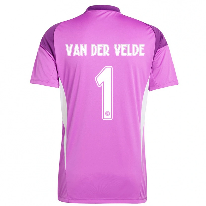 Danxen Mujer Camiseta Valentijn van der Velde #1 Morado Claro Blanco Portero Equipación 2025/26 La Camisa