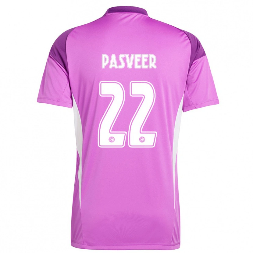 Danxen Mujer Camiseta Remko Pasveer #22 Morado Claro Blanco Portero Equipación 2025/26 La Camisa