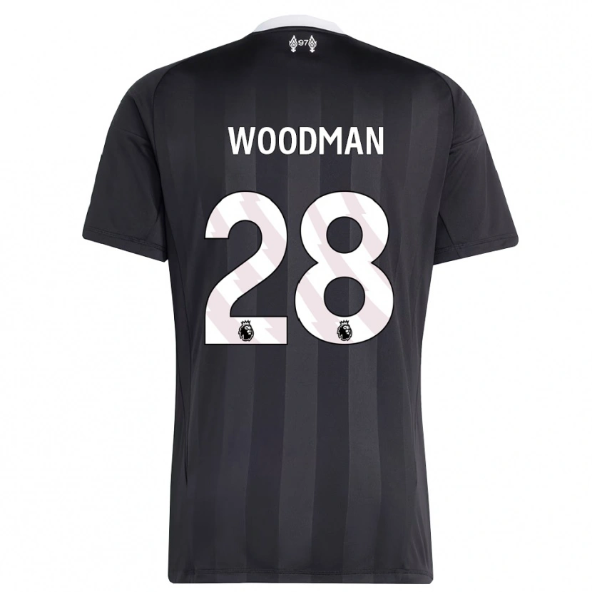 Danxen Mujer Camiseta Freddie Woodman #28 Blanco Negro Portero Equipación 2025/26 La Camisa