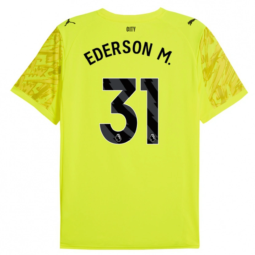 Danxen Mujer Camiseta Ederson #31 Amarillo Naranja Negro Portero Equipación 2025/26 La Camisa