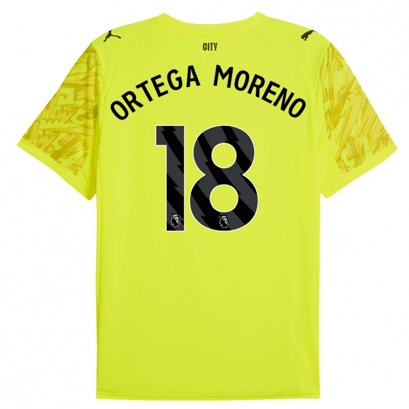 Danxen Mujer Camiseta Stefan Ortega #18 Amarillo Naranja Negro Portero Equipación 2025/26 La Camisa